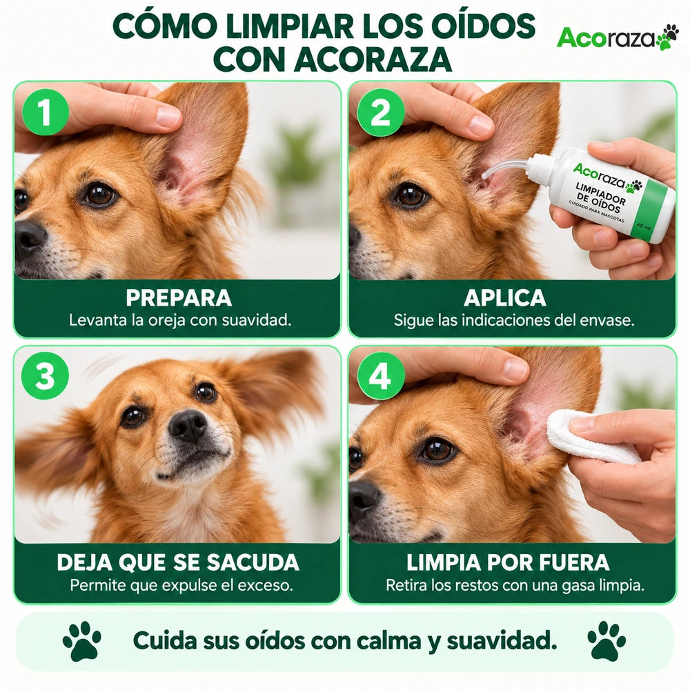Liquido limpiador de oídos para perros y gatos - Formula sin olor