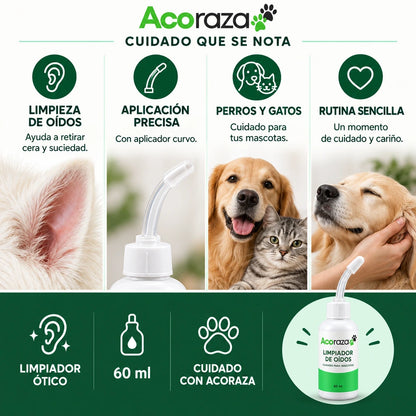 Liquido limpiador de oídos para perros y gatos - Formula sin olor